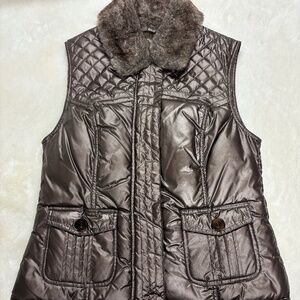Women's Cripple Creek Metallic Vest with Faux Fur Collar